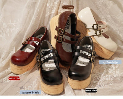 MODO - Retro Lolita Round Toe Wood Bottom Shoes