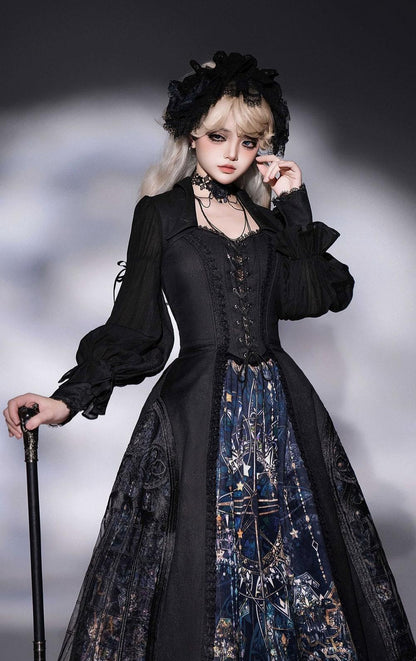 Susin Lolita - Night Traveler - Gothic Lolita Skirt Long Coat Long-Sleeved Shirt and Bustier