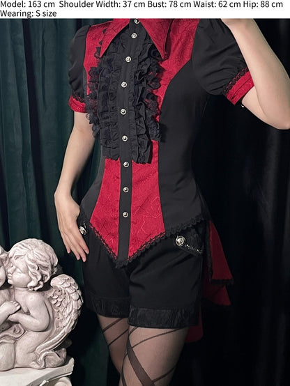 Little Dipper - Cold Rice - Ouji Lolita Shirt With Spiderweb Pattern in Several Versions