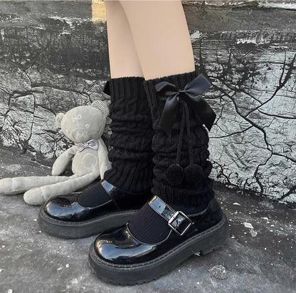 Hua Nai Cat - Cute Lolita Leg Warmers Winter Knitted JK Pile Socks