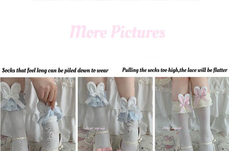 Roji roji - Cotton Lolita Bunny Ear Socks Summer Bow Short Socks