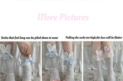 Roji roji - Cotton Lolita Bunny Ear Socks Summer Bow Short Socks