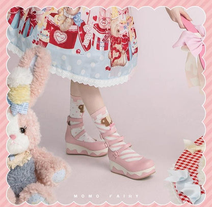 Momo - Bear Birthday Party - Kwaii Lolita Shoes Round Toe Platform Shoes