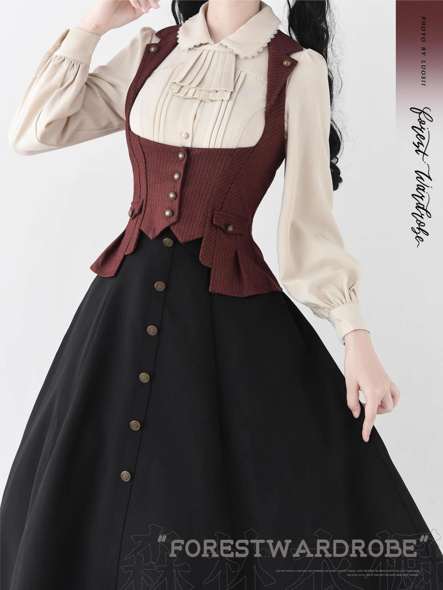 Forest Wardrobe - Forest Revelation - Classic Lolita Fishbone Long Skirt, Side Pockets