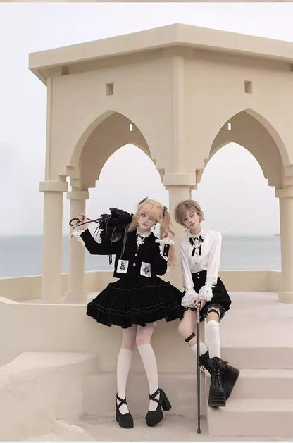 CastleToo - Erosion Heart F-Type - Ouji Lolita Suit Black Velvet Shorts and Skirt