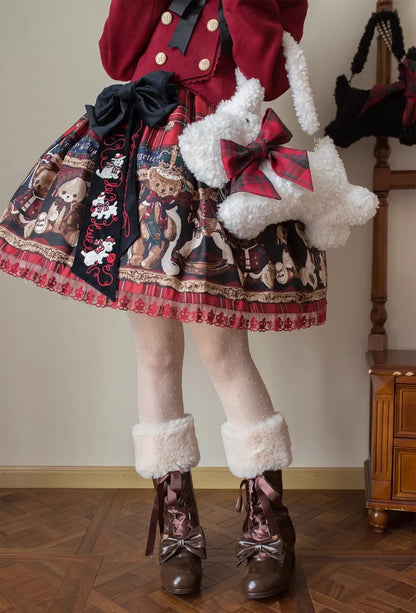 Sheep Puff - Snowy Mochi - Kawaii Lolita Winter Boots, Detachable Fur Trim