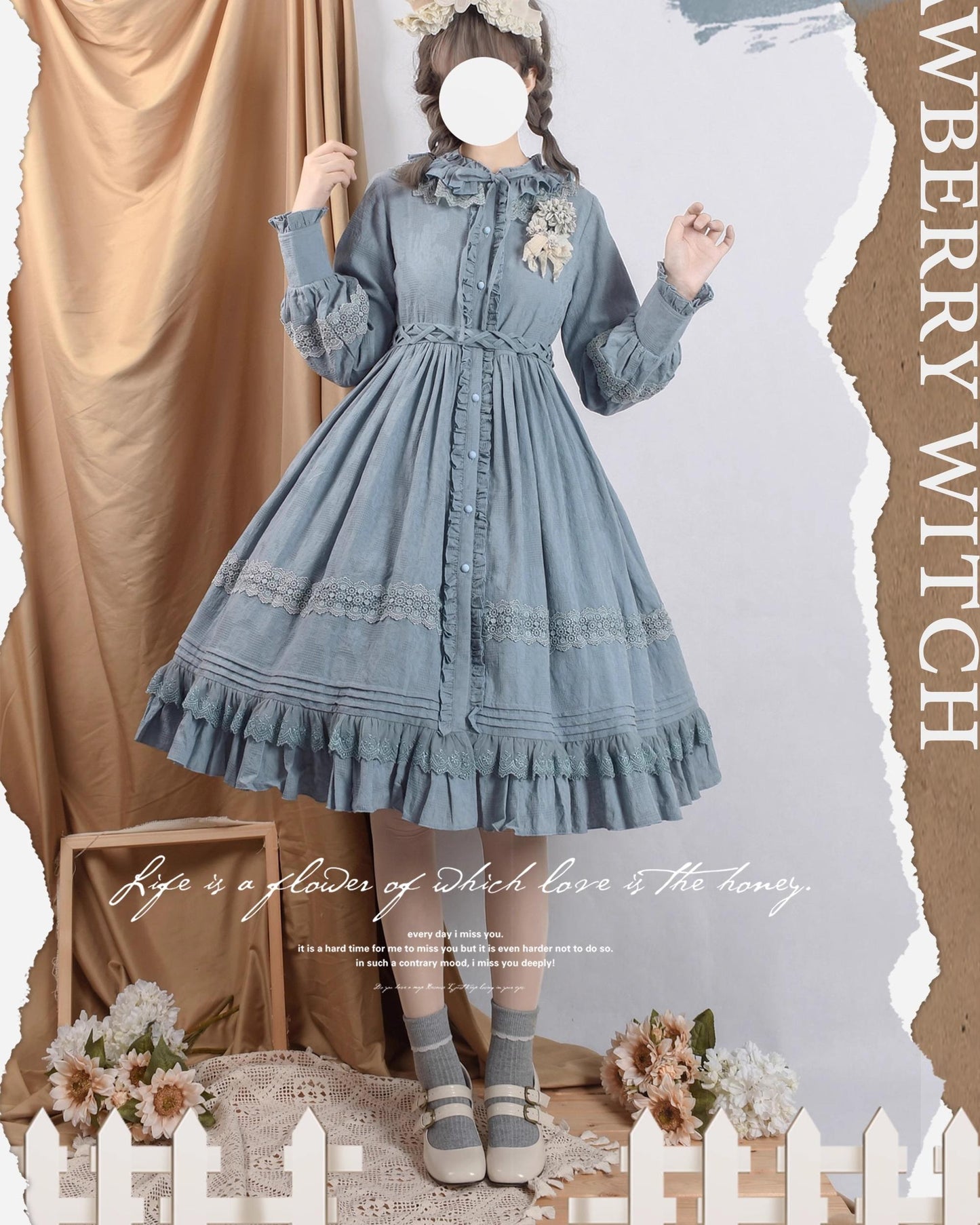 Strawberry Witch - The Spring - Cotton Lolita OP Dress with Long Sleeve
