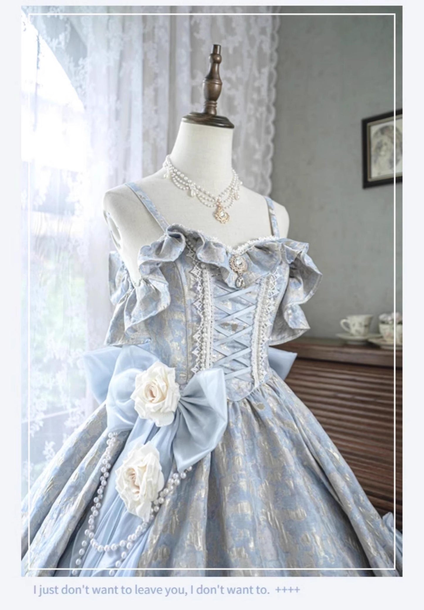 Nectarine White Tea - Rossia Salutes - Embossed Jacquard, Rose Accent, Bridal Wedding Lolita JSK Dress