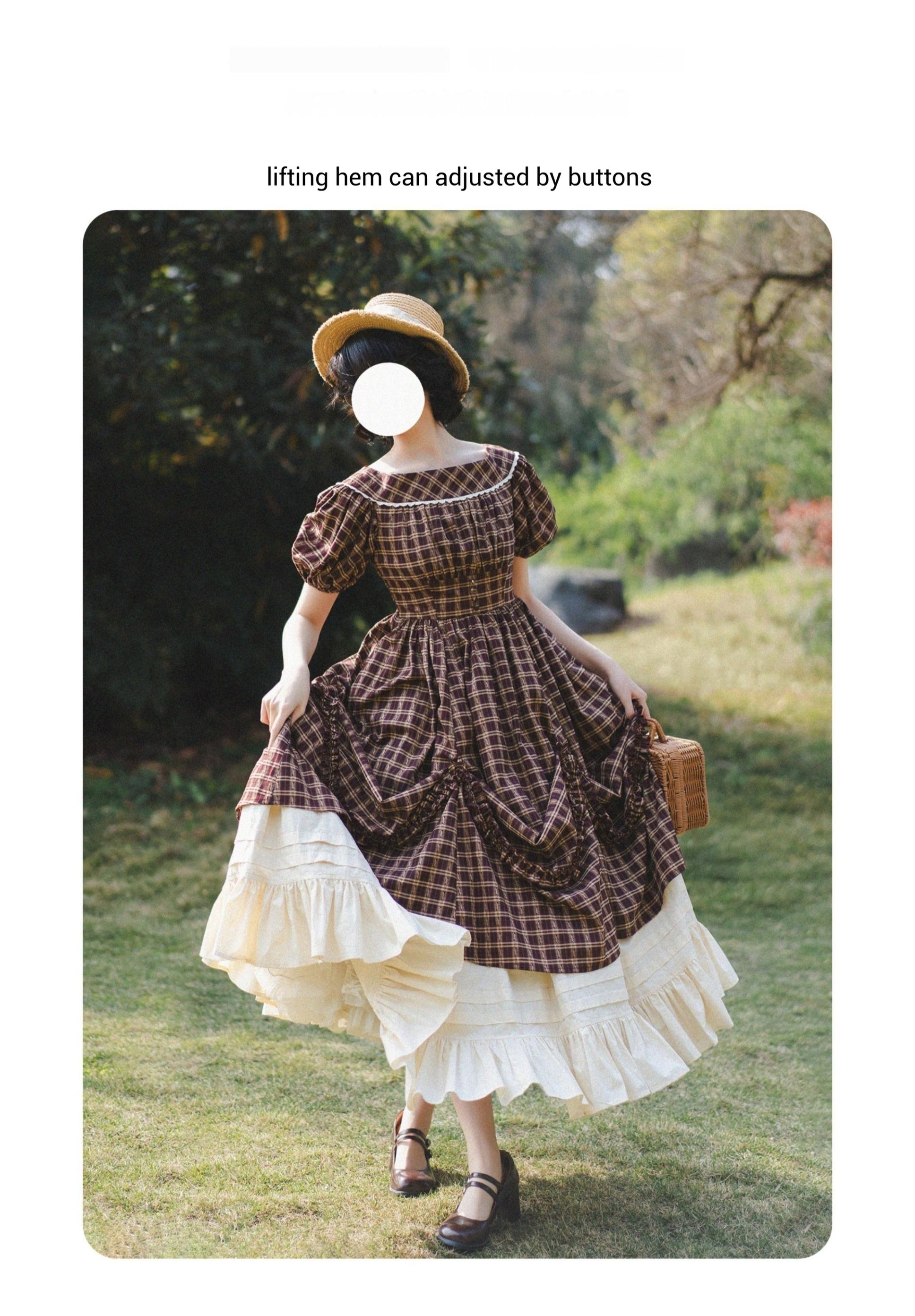 Forest Wardrobe - Forest Picnic - Classic Lolita OP Dress with Off-Shoulder and Lifting Hem