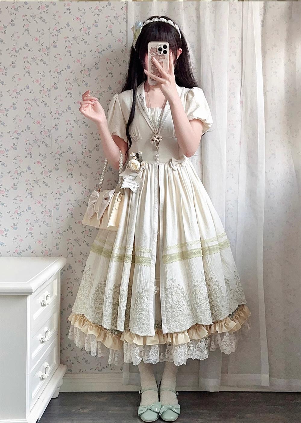 ZJstory - 14-line Poem Set - Classic Lolita Separate Dress Set Tiered Ruffles Skirt