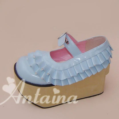 Antaina - Sweet Lolita Platform Shoes Lotus Leaf Edge Multicolor
