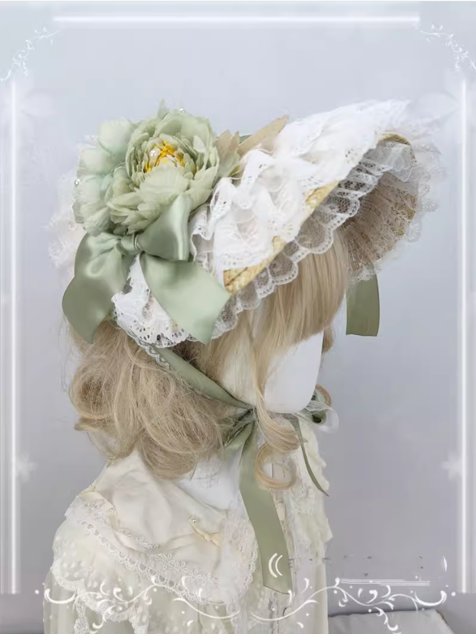 Cocoa Jam - Country Lolita Bonnet Lace Flower Flat Cap Multicolors Customized