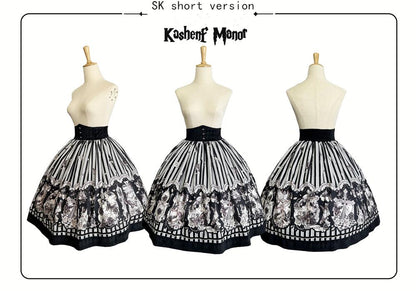 Little Bear - Gothic Lolita Black and White Striped JSK Set