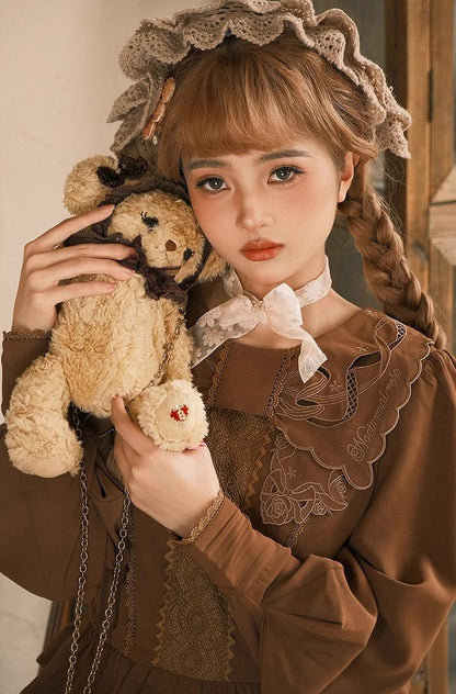 ZeeYe - Night Rose - Classic Lolita Shirt Double Layer Bow Embroidered Versatile Blouse