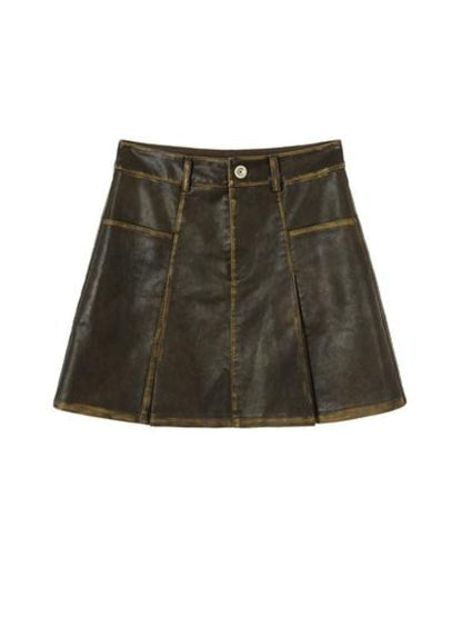 Distressed fake Leather Skirt【s0000003377】