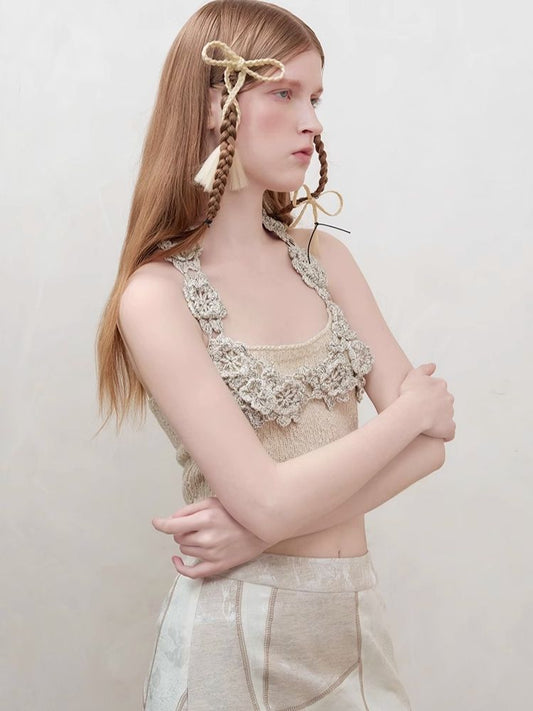 Crocheted Cotton Knit Camisole【s0000008175】