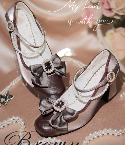 Pure Tea For Dream - Transatlantic Love Poem - Sweet Elegant Lolita Mid-Heel Daily Shoes