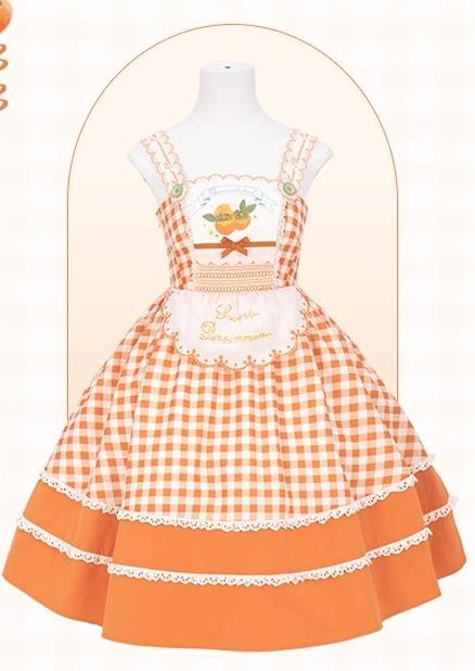 Mademoiselle Pearl - Persimmon - Autumn Persimmon Print Lolita OP JSK SK Dress