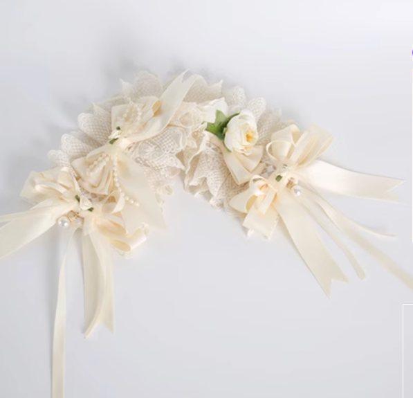 Xiaogui - Sweet Lolita Ivory Lace bow Hair Accessories