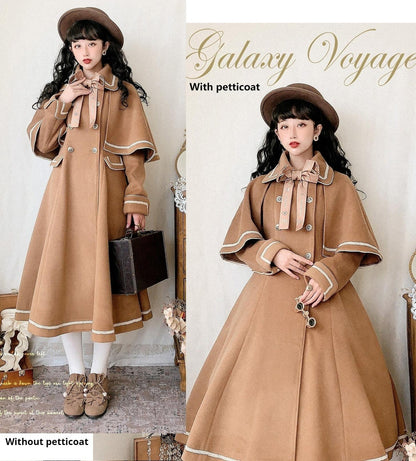 Unideer - Galaxy Traveler - Classic School Lolita Overcoat with Detachable Cape and Bow