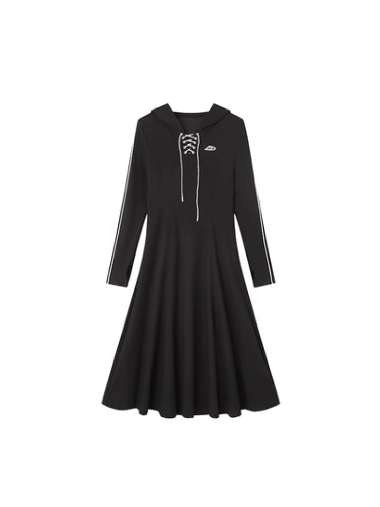 Sports Style Hooded Sweatshirt Dress【s0000003953】