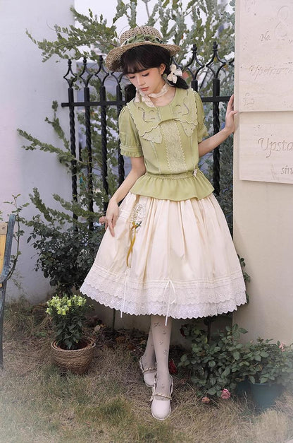 ZeeYe - Night Rose - Classic Lolita Shirt Double Layer Bow Embroidered Versatile Blouse