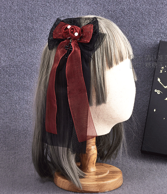 Sugar Time - Gothic Lolita Burgundy Hair Accessory