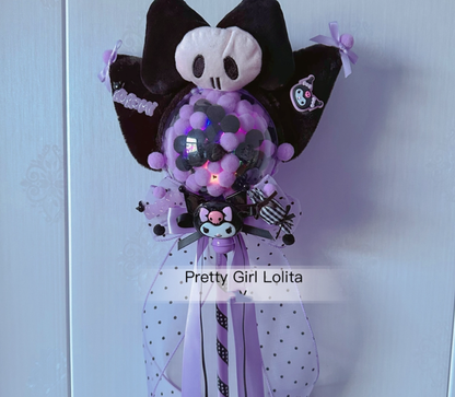 Pretty Girl Lolita - Purple Black Cartoon Kulomi - Kid Lolita Accessory Clips and Cane