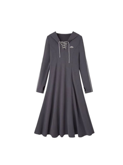 Sports Style Hooded Sweatshirt Dress【s0000003953】