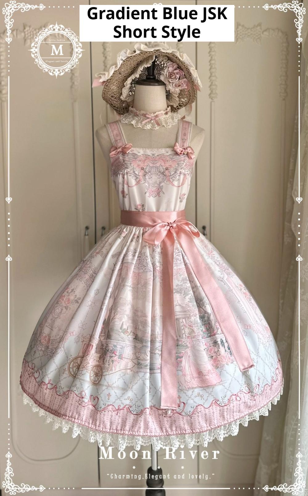 Moon River - Swan Lake Mirror - Pink Sweet Lolita Print JSK Dress