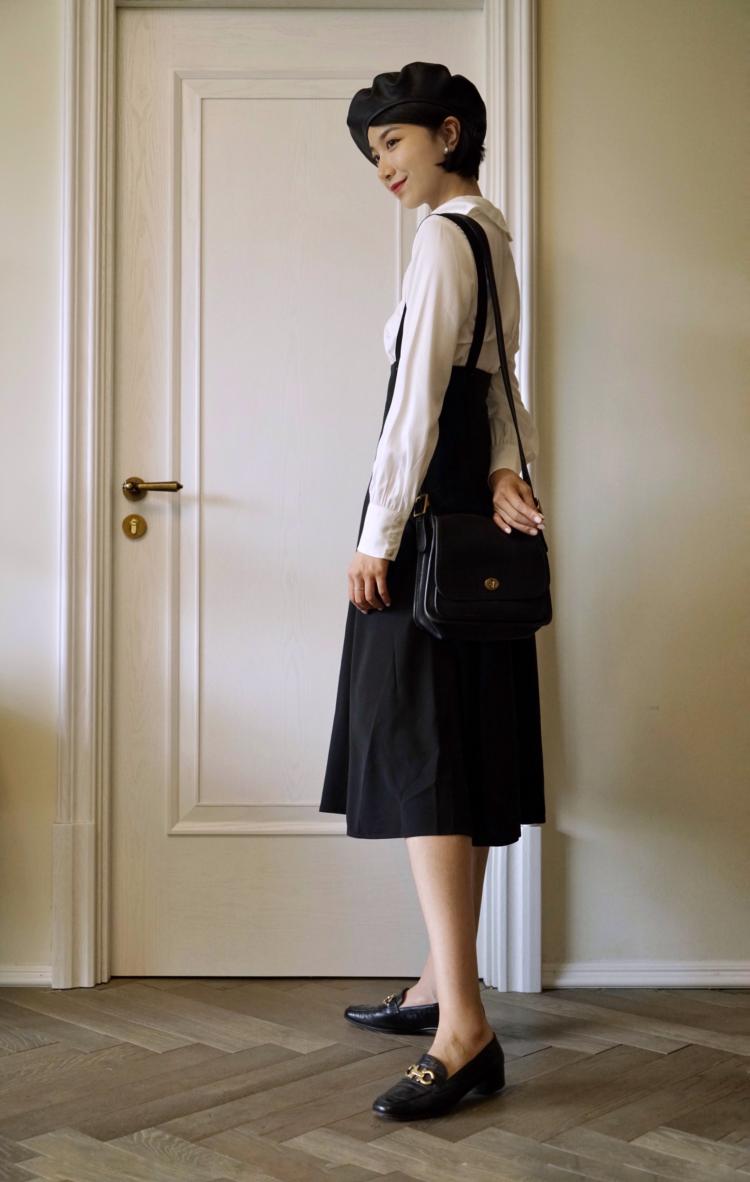 Black salopette skirt