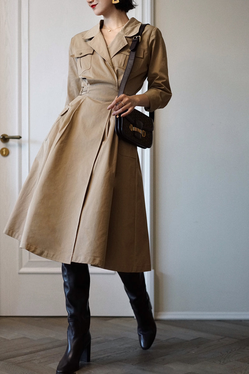 Western vintage khaki trench coat