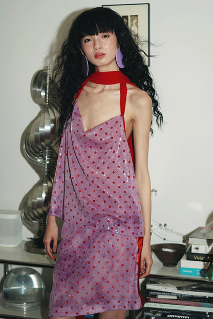 Sequin Dot Backless Resort Skirt Set-Up