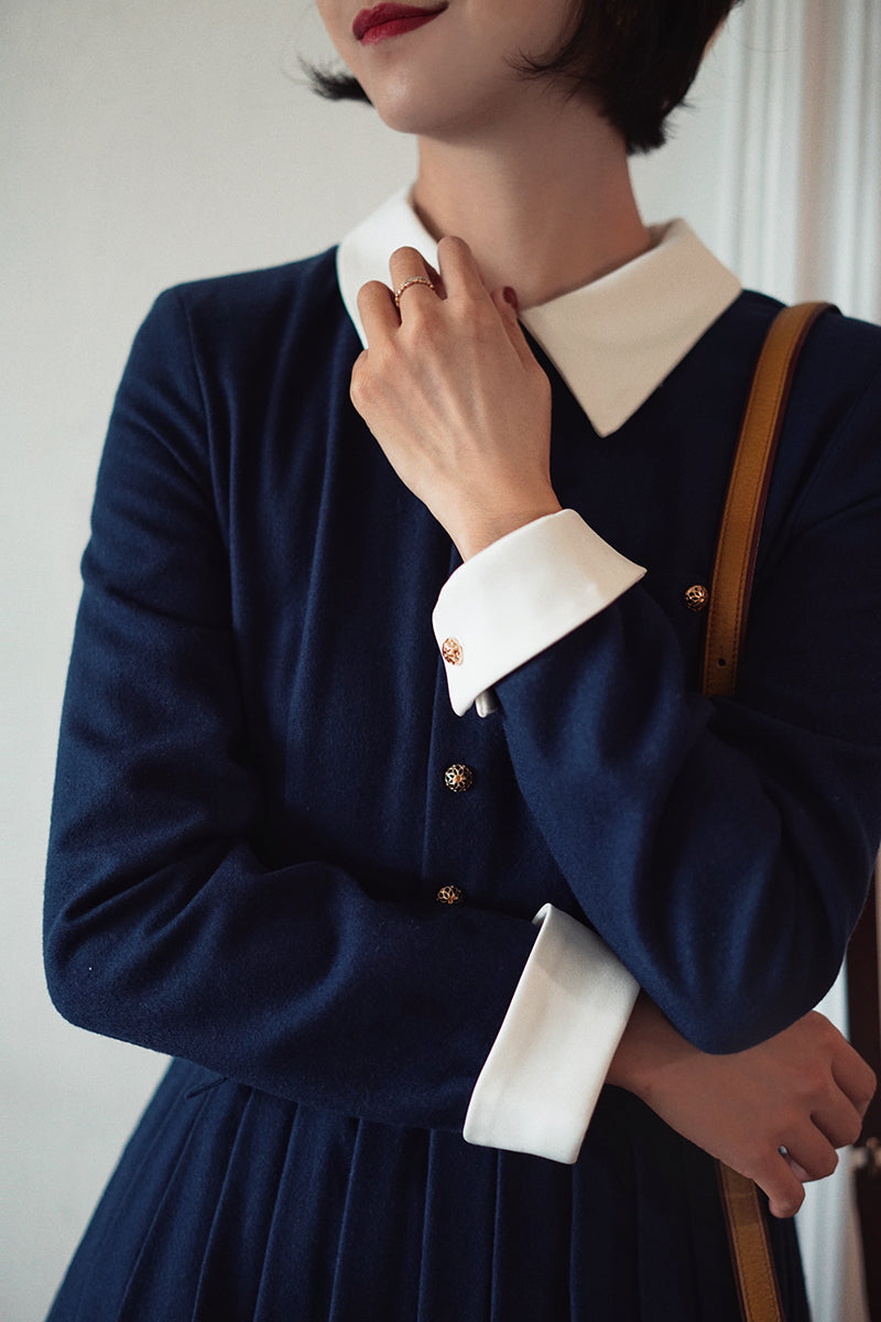 Navy blue classic dress