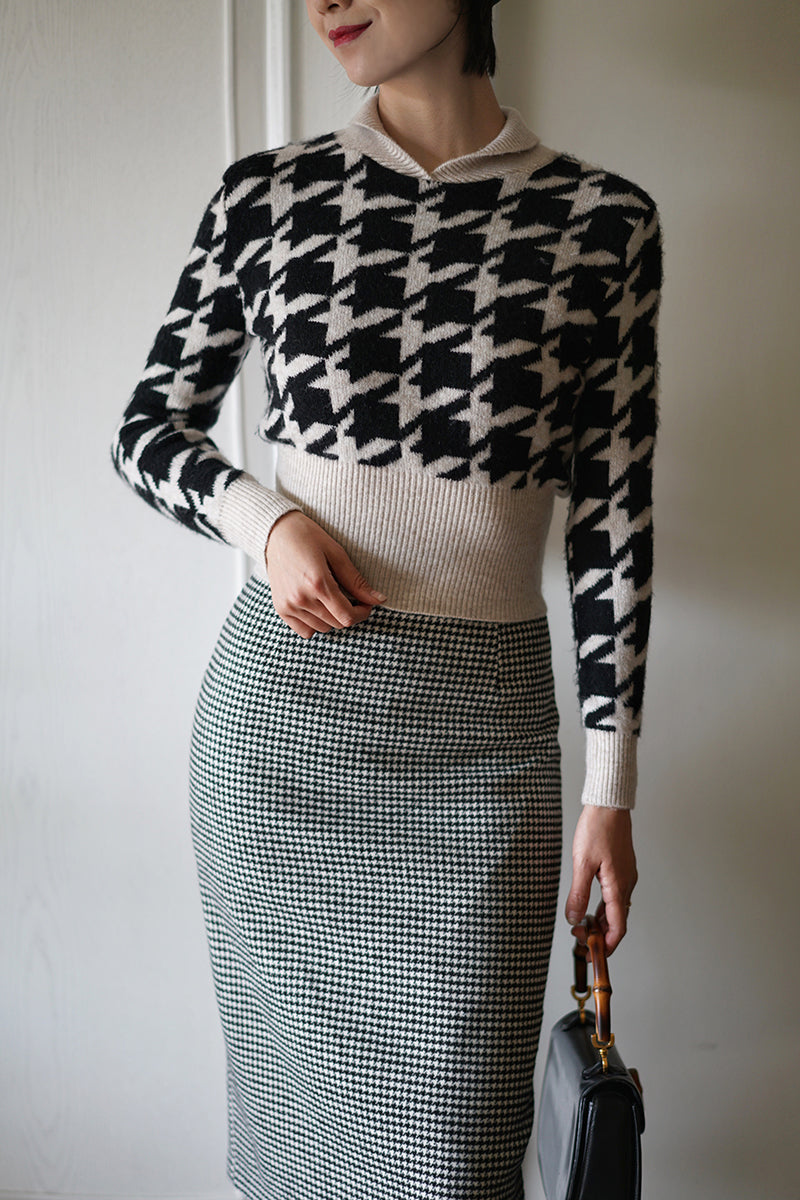 Houndstooth short knit