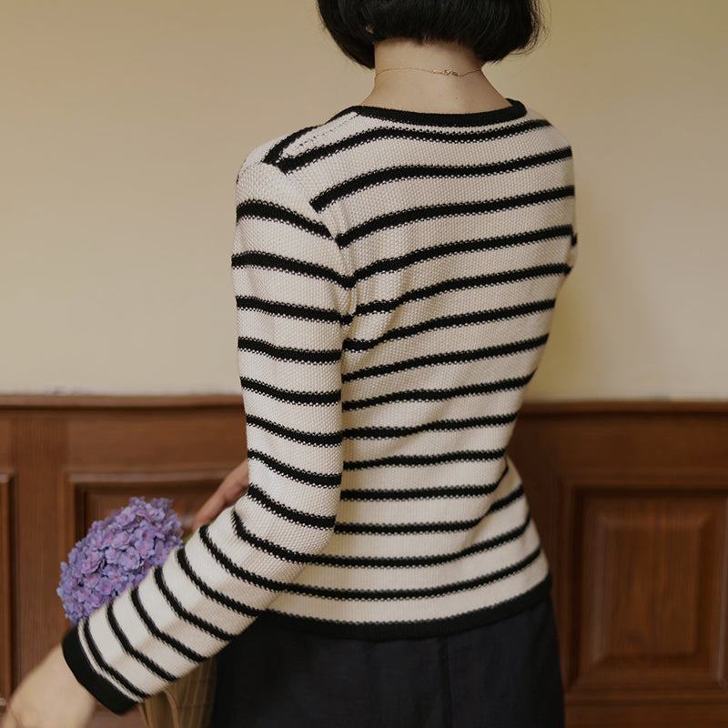 Black striped classic cardigan