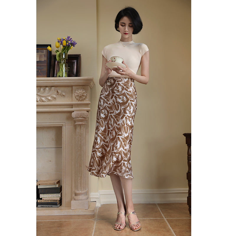 oil painting slim skirt