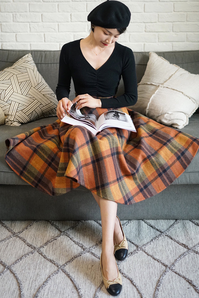 Modern vintage plaid skirt