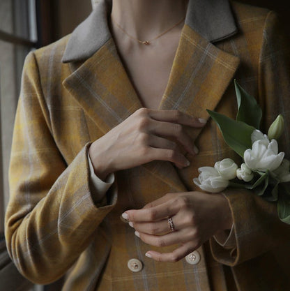 plaid retro jacket and tight skirt and flared skirt