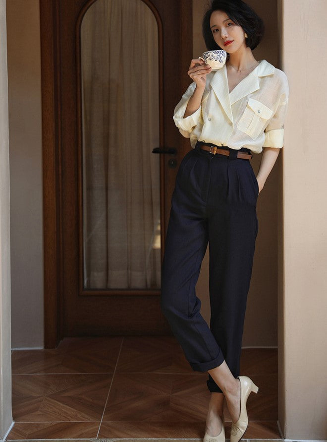 Lady High Waist Vintage Pants