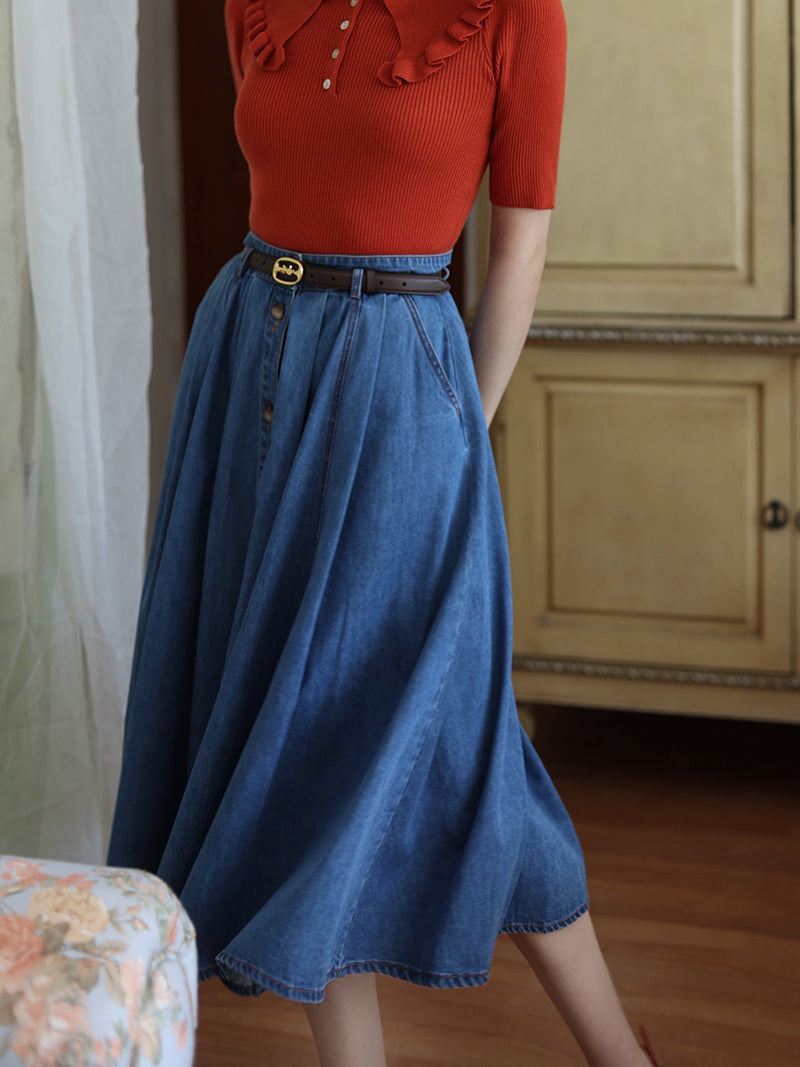 Indigo Blue Lady's Denim Skirt