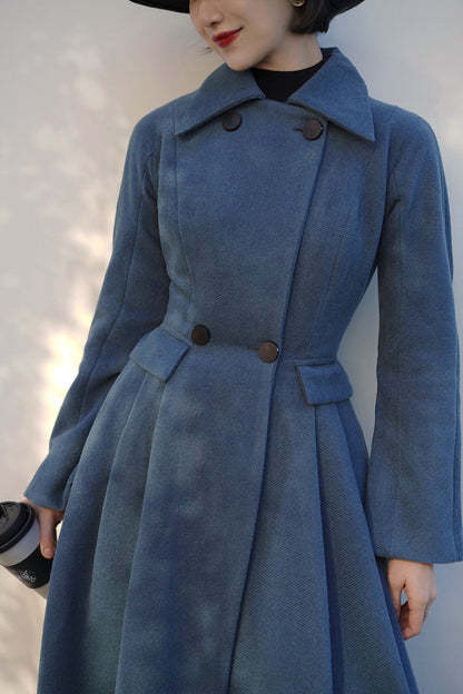 Gray Indigo Lady Classical Wool Coat