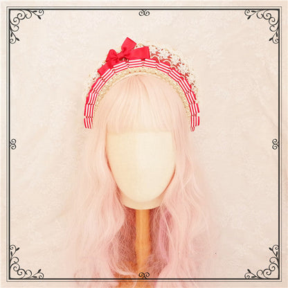 Foxcherry-Sweet Lolita Striped Maid Headdress Multicolors
