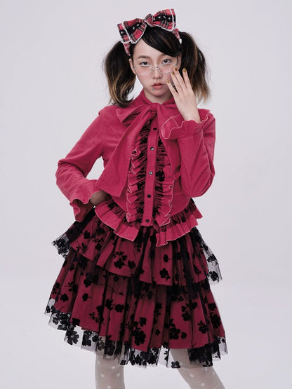 Showa Retro Sweet & Cute Bowknot Frilled Lolita Shirt【s0000003181】