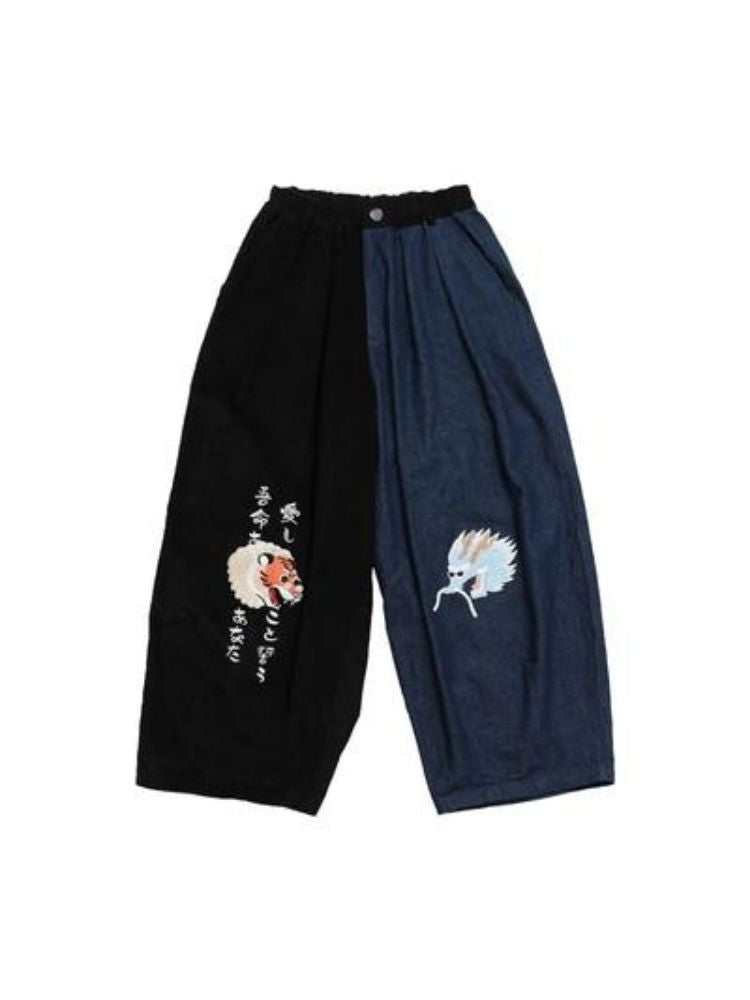 Two-color stitching wide-leg pants【s0000003617】