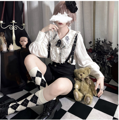 CastleToo - Corroding the Heart - Ouji Lolita Shirt Suspenders Shorts
