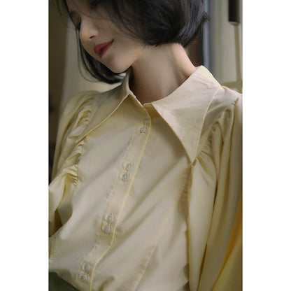 pale yellow lady classical blouse