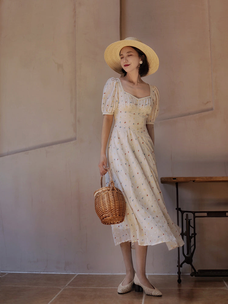 Floral embroidered dress with glittering jewels