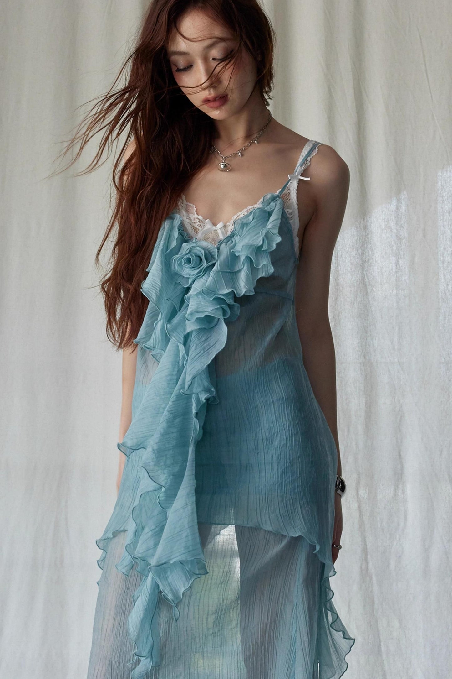 Green Ruffled Halter Skirt Set-Up