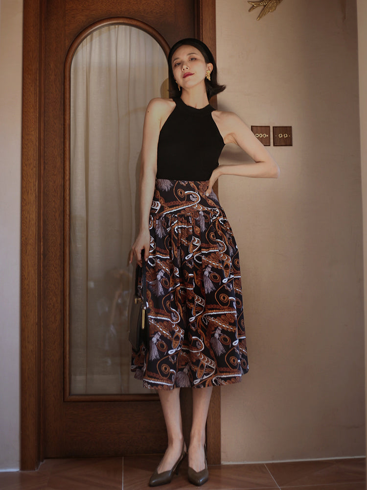 rope pattern hepburn skirt